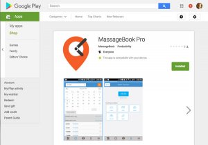 MassageBook mobile app in Android store