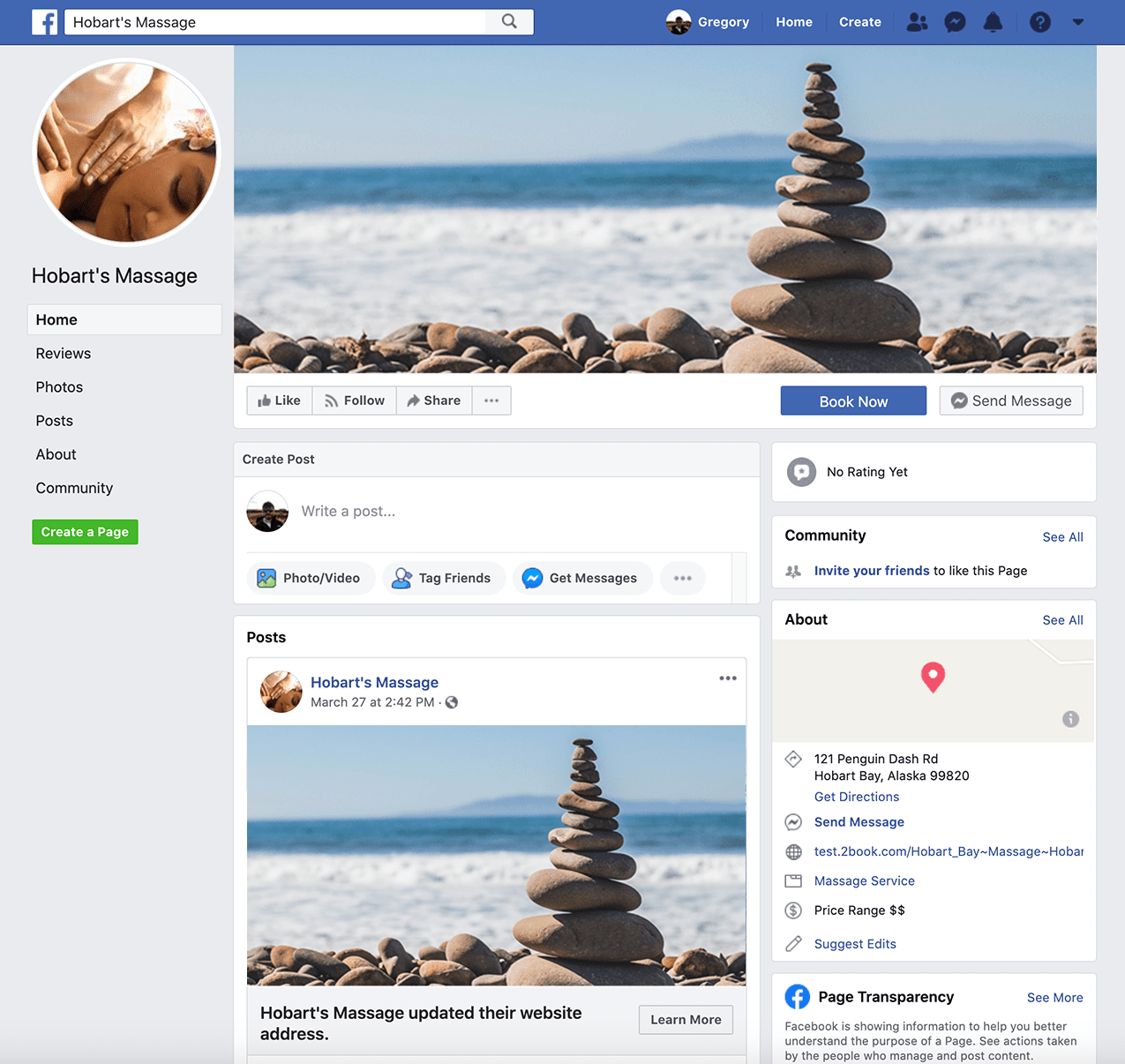 MassageBook Facebook Integration