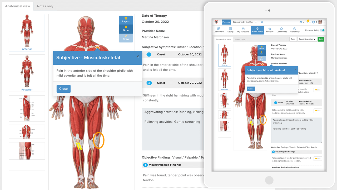 Streamline your practice and save time and stress with MassageBook’s massage SOAP notes software and digital massage intake forms