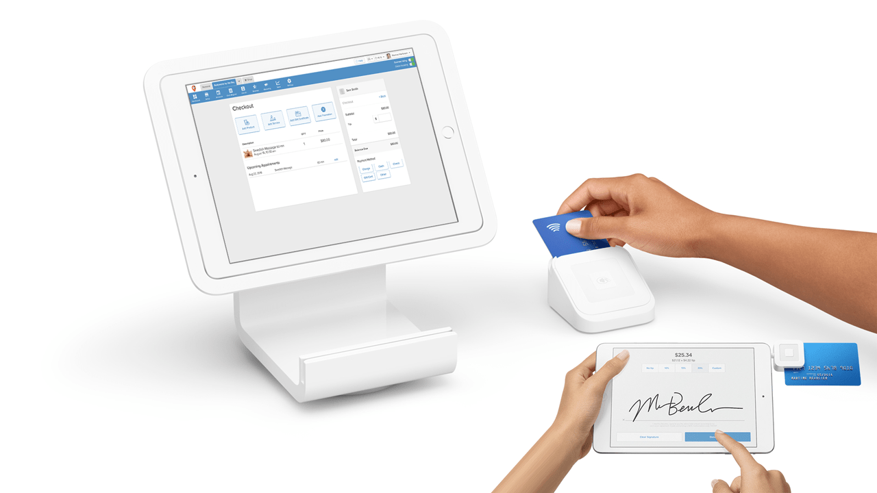Take payments on your massage booking website and in person using your computer, tablet, or phone by connecting your Square or Stripe account to MassageBook.